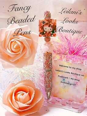 Fancy beaded Pen/gifts/pink flowers/hello kitty/